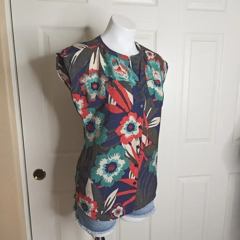 Van Heusen floral sleeveless button front top sz XS